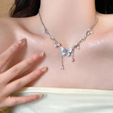 Enchanting Blue Crystal Butterfly Jewelry Set
