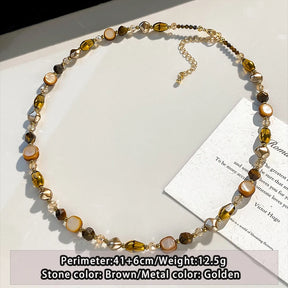 Caramel Elegance: Natural Stone Necklace for Women