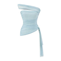 The Ethereal Edge: Asymmetrical Mesh Bell-Sleeve Top