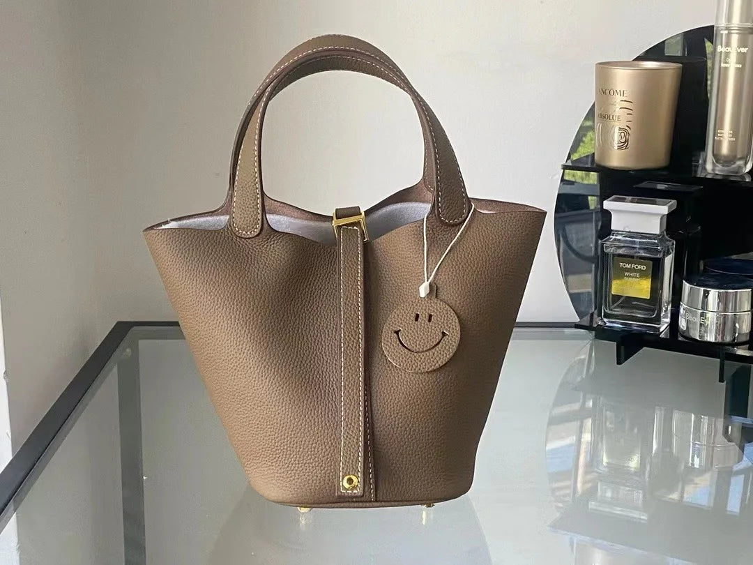 Elegance Defined: Soft Leather Bucket Handbag