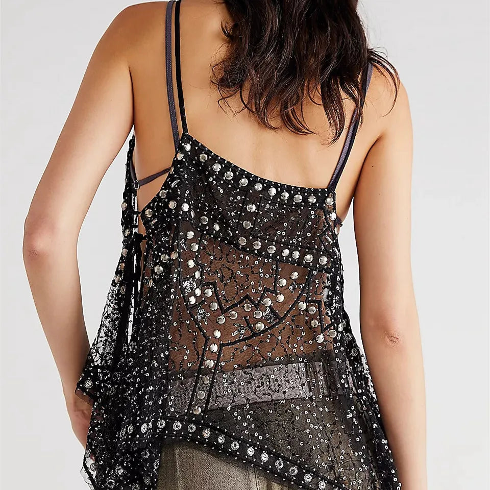 Elegance Unleashed: The Ultimate Sequin Mesh Cami