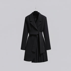 Nicemix Fashion Black Formal Suit Dress for Women Autumn New High end Long Sleeve Lace up Waist Slimming A-line Midi Dress