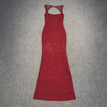 Timeless Elegance: Backless Rhinestone Gown