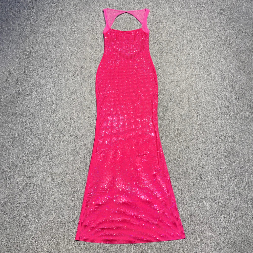 Timeless Elegance: Backless Rhinestone Gown