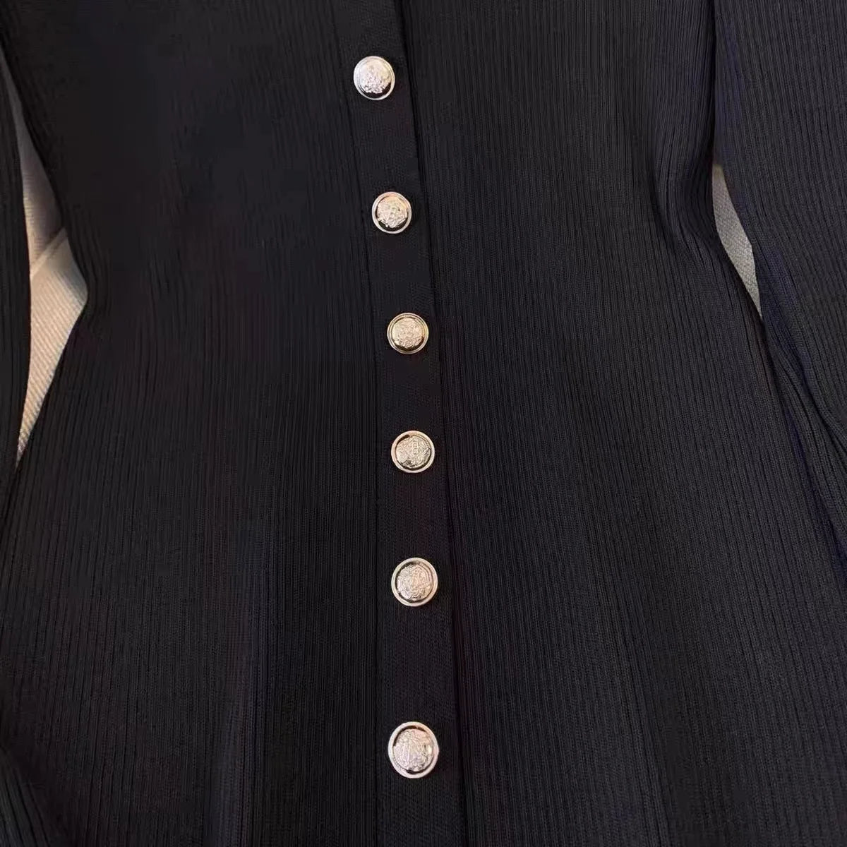 French V-neck Knitted Dress Autumn/Winter Women's High End Ruffled Edge A-Line Short Dress Elegant Splicing Long Sleeve Dress