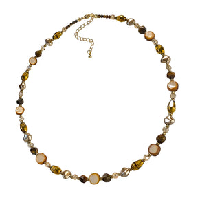 Maillard Natural Stone Beads Necklace Caramel Temperament Sweater Chain Light Luxury High-end Neck Chain For Women Girls Jewelry