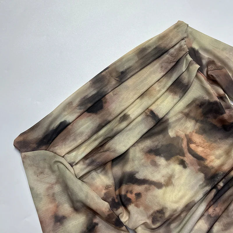 The Kinetic Muse: 3D-Print Mesh Off-Shoulder Crop Top