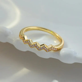 Elegant Gold Plated Crystal Crown Ring for Women