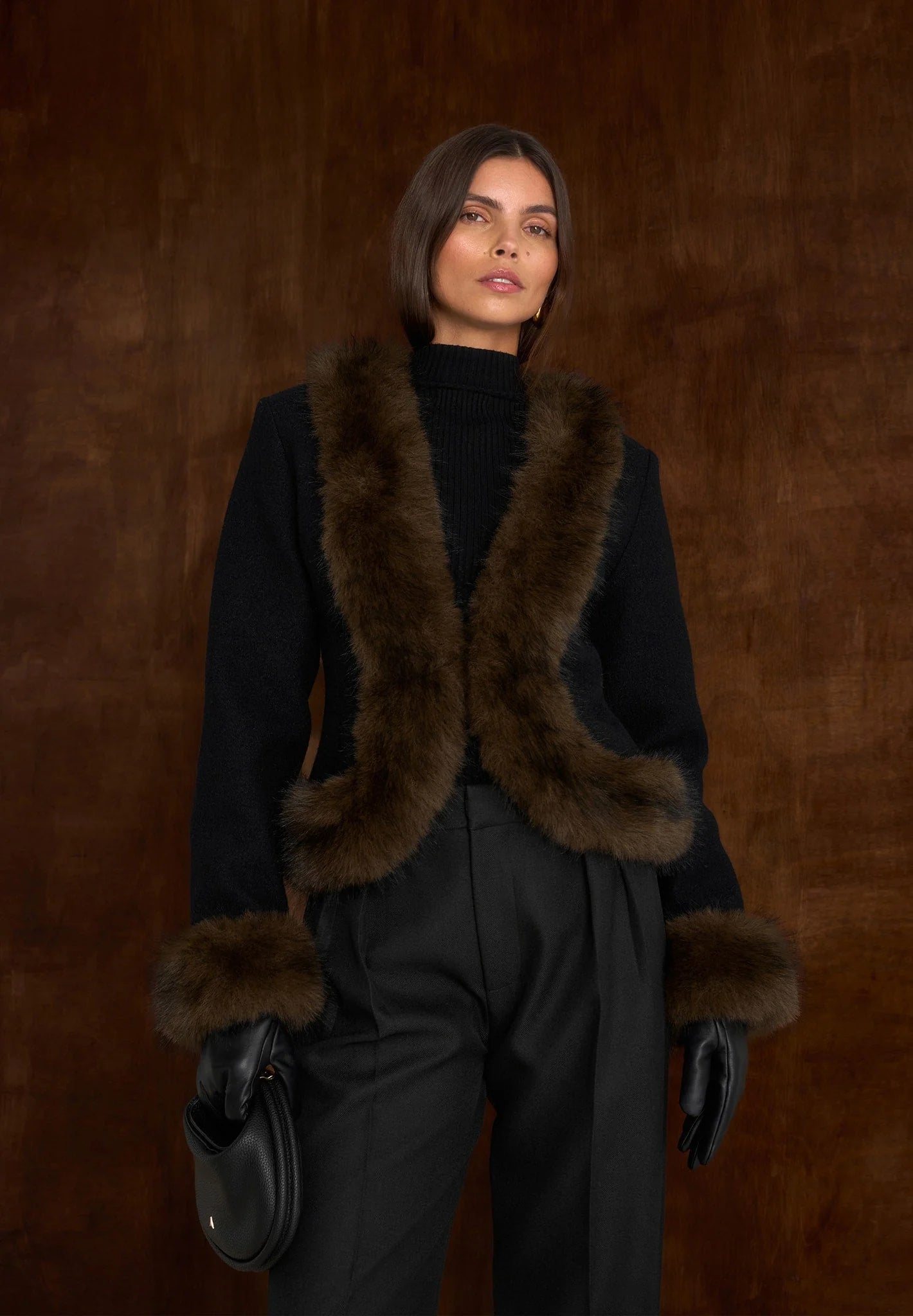Elegant Faux Fur V-Neck Jacket