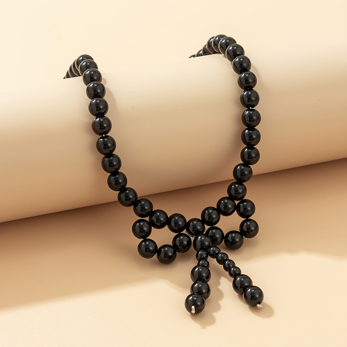 Colar de Pérolas de Imitação com Laço Elegante Feito à Mão, Joia Clássica de Contas da Moda para Uso Diário e Presente, Acessório Versátil para Todas as Estações