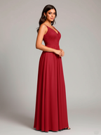Dark Purple Glamorous Evening Dress with High Slit