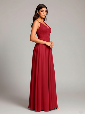 Dark Purple Glamorous Evening Dress with High Slit