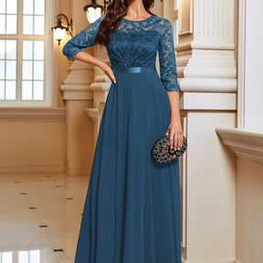 Chiffon Elegance: Exquisite Lace Evening Gown