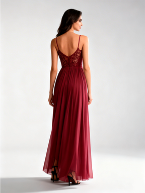 Dark Purple Glamorous Evening Dress with High Slit