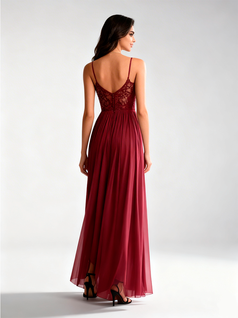 Dark Purple Glamorous Evening Dress with High Slit