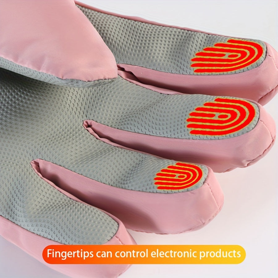 Luvas de Esqui Femininas para Inverno com Forro de Lã Espessado, Resistência a -20° C, Capacidade Touchscreen e Bolso de Armazenamento