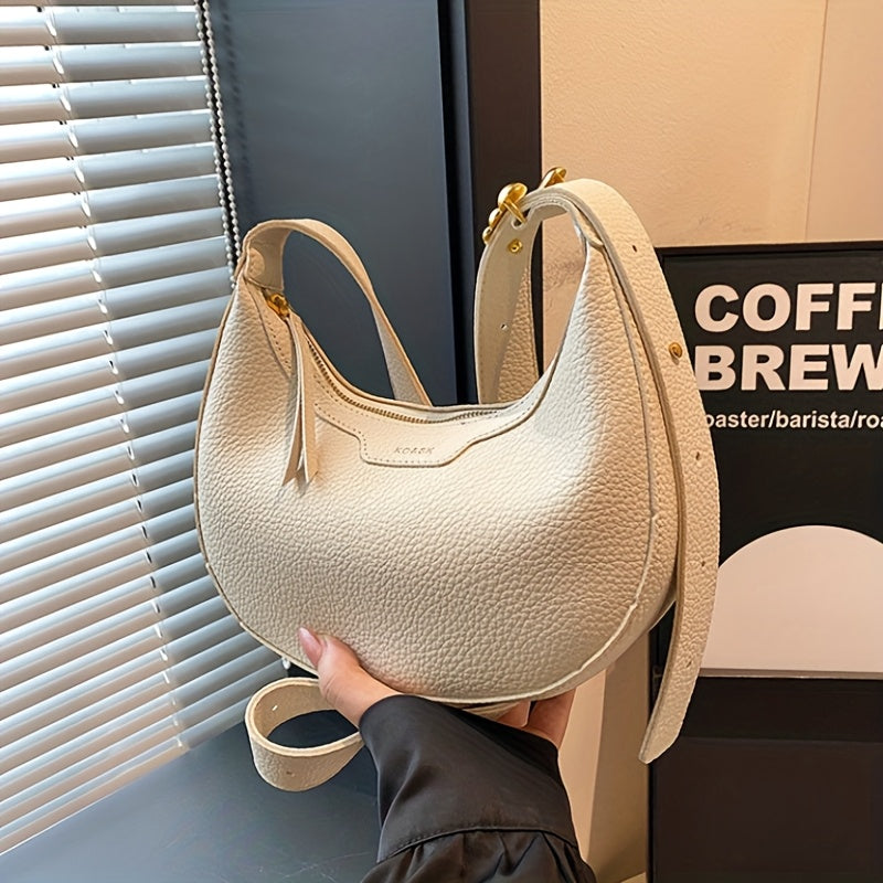 Mala transversal em forma de meia-lua elegante para mulheres - Carteira multifuncional para o ombro com mala meia-lua e alça ajustável, couro sintético, mala de ombro moderna para todos os dias