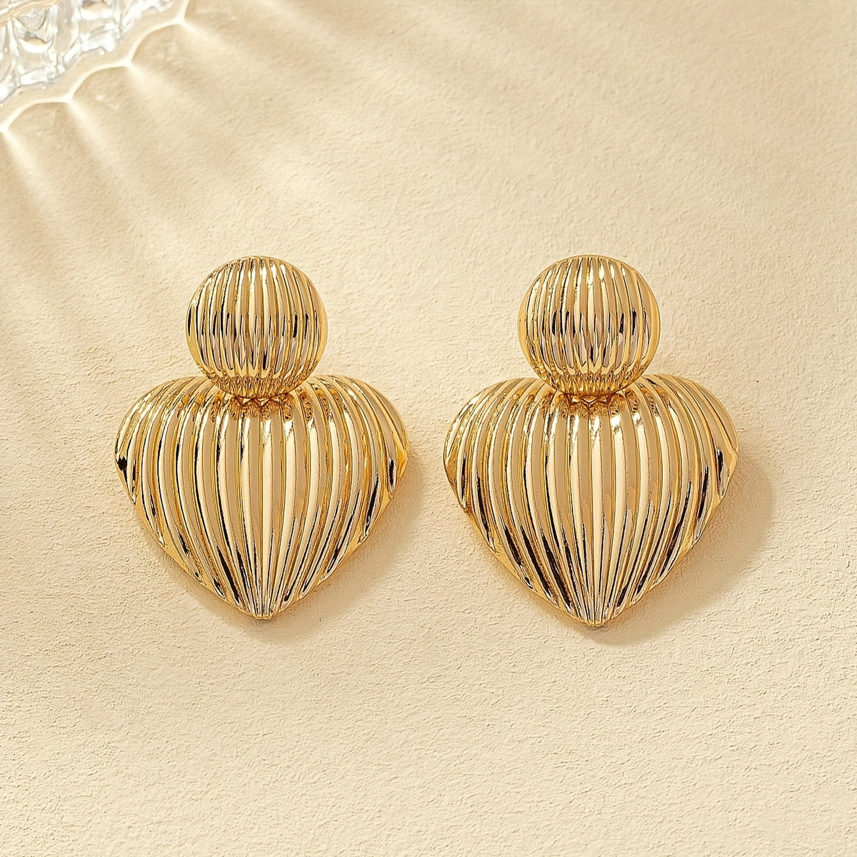 Conjunto De 2 Pares De Brincos Femininos Com Estampa De Coração E Listras Para O Dia Dos Namorados