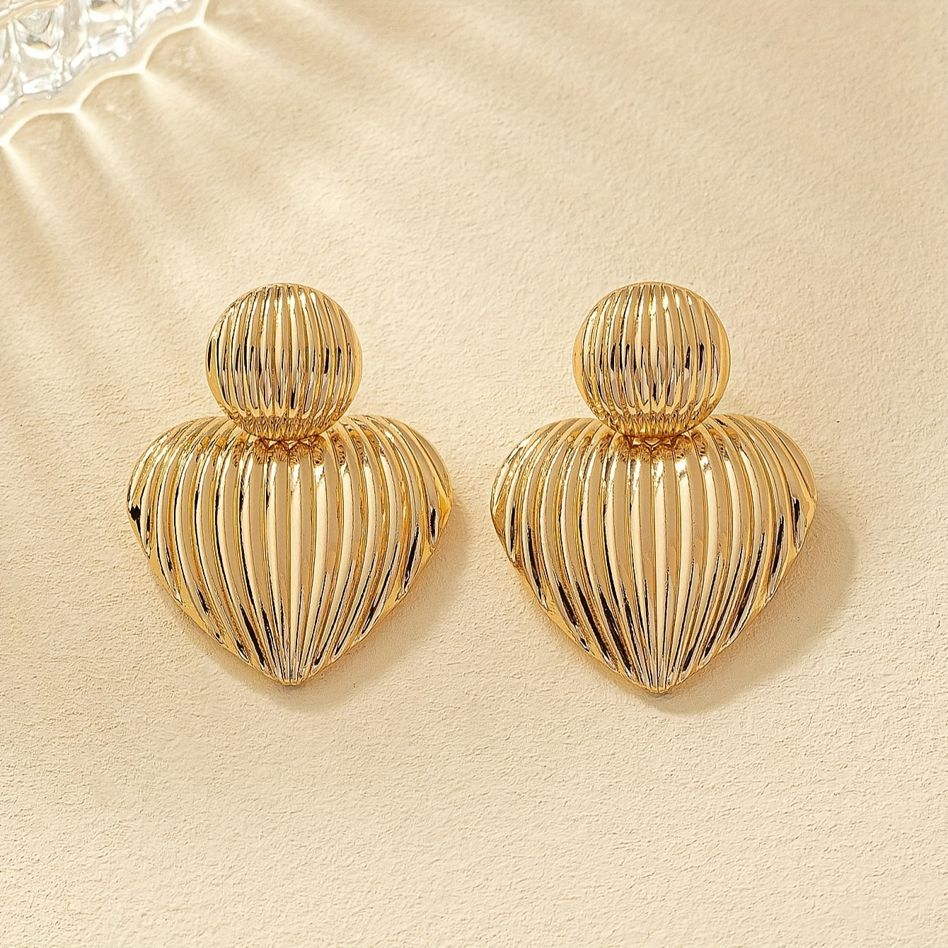 Conjunto De 2 Pares De Brincos Femininos Com Estampa De Coração E Listras Para O Dia Dos Namorados