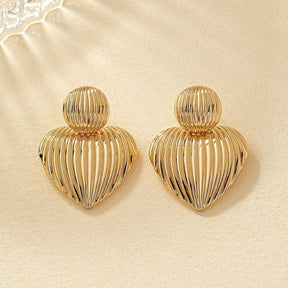 Conjunto De 2 Pares De Brincos Femininos Com Estampa De Coração E Listras Para O Dia Dos Namorados