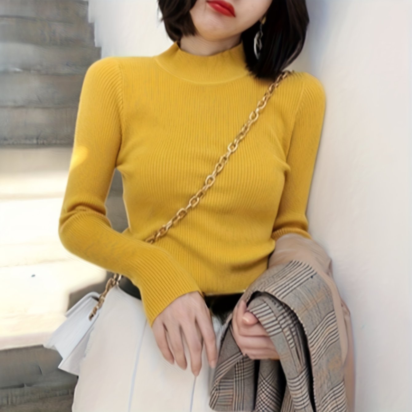 Elegant Black Turtleneck Blouse - Chic Slim Fit for Every Occasion