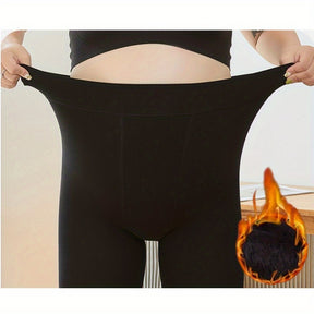 Meias-calças Térmicas de Cintura Alta para Mulheres - Calças de Inverno Resistentes com Gola Flocada Antiderrapante, Textura Grossa e Perolada (Grau 70/D) - Meias Térmicas Laváveis à Mão para Atividades ao Ar Livre - Meias Elegantes para Clima Frio