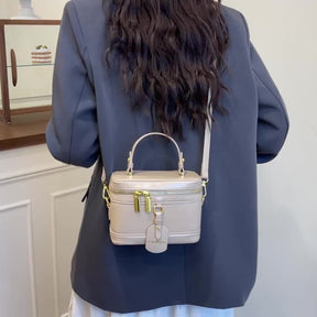 Mala de ombro feminina com alça removível - Bolsa de mão com fecho de correr, bolsa de maquilhagem com fecho de correr dourado e alça removível - Caixa de armazenamento de cosméticos portátil para, feita de material sintético durável, para batons e ferramentas de beleza, com design de pega resistente.