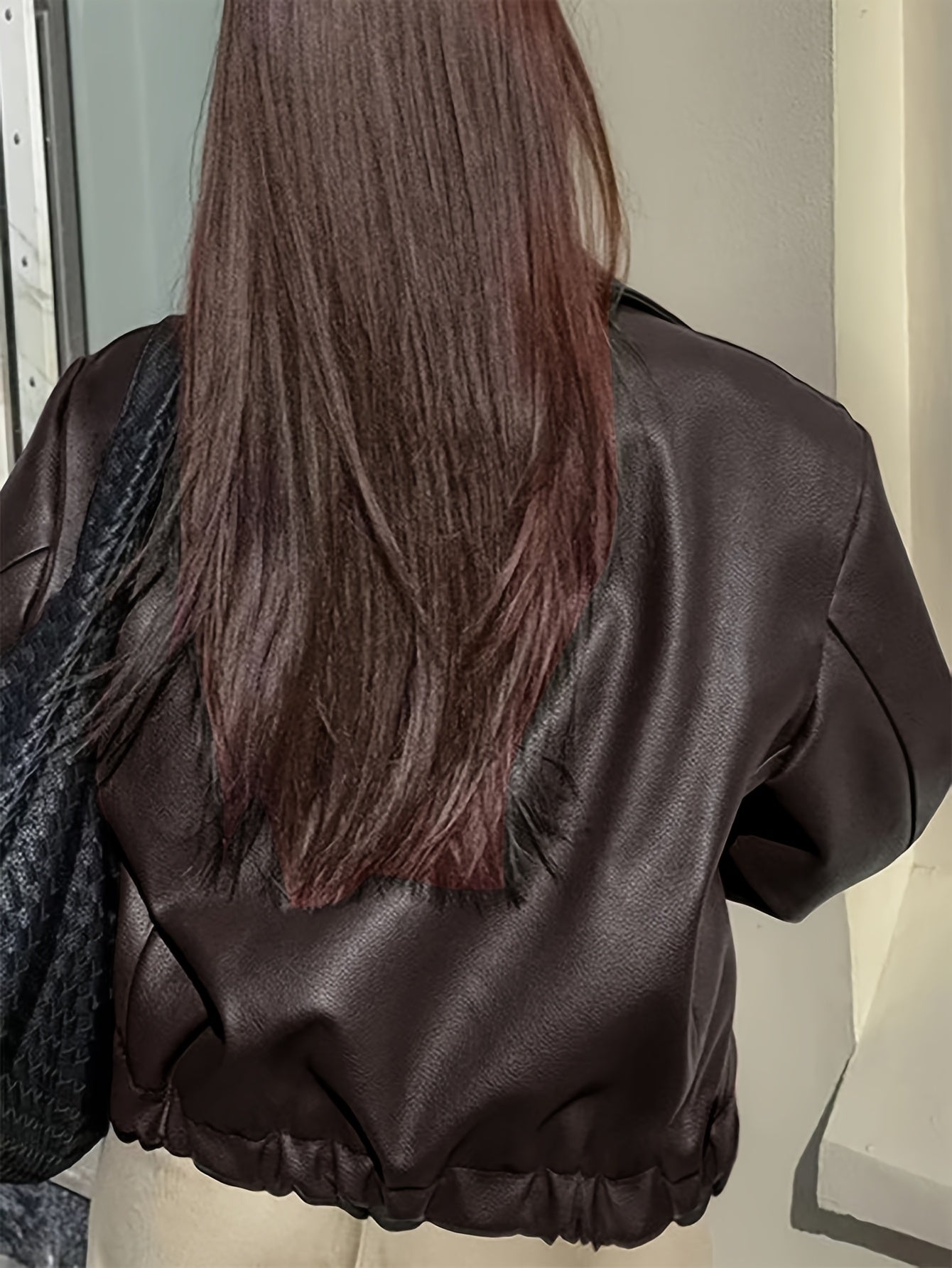 Jaqueta Retro Feminina para Motocicleta - Casaco com Gola & Tons Clássicos Preto/Branco/Cinza/Marrom - Roupa Exterior Casual para Todas as Estações (Lavável à Máquina) para Passeios de Moto & Vestuário Casual - Jaqueta Não Elástica