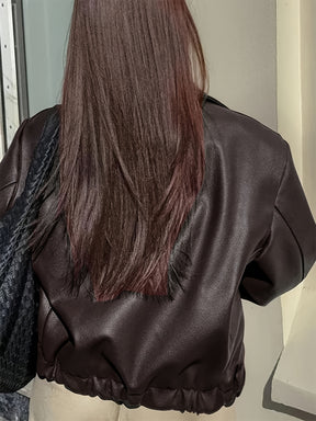 Jaqueta Retro Feminina para Motocicleta - Casaco com Gola & Tons Clássicos Preto/Branco/Cinza/Marrom - Roupa Exterior Casual para Todas as Estações (Lavável à Máquina) para Passeios de Moto & Vestuário Casual - Jaqueta Não Elástica