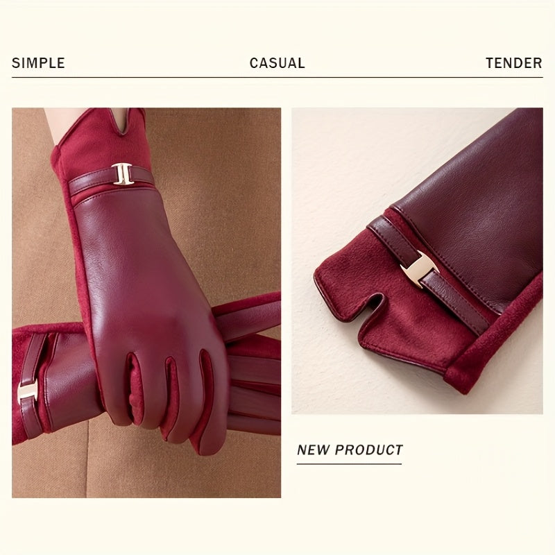 Luvas de Inverno Quentes em PU Couro com Toque na Tela - Punho Estilo - Compatíveis com Smartphone, Luvas para Dirigir no Frio, Design de Dedos Separados e Pulso Elástico para Uso com Smartphone, Atividades Casuais e ao Ar Livre (Branco/)