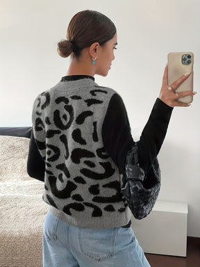 Novo Colete Feminino Elegante com Decote em V e Botões Abertos sem Mangas Estampa de Leopardo - Tamanho Único