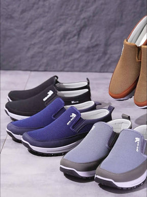 Loafers Masculinos de Sapato Único, Sapatos Casuais Planos para Primavera e Outono Confortáveis e Respiráveis para Caminhada, Sapatos de Negócios e Lazer Sem Cadarço para Homens de Meia-idade e Idosos