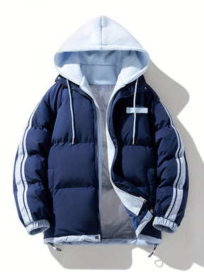 Casaco de tamanho grande para mulheres para esqui, quente e grosso, desportivo com bolsos, com capuz, isolamento térmico, roupa exterior de duas peças para outono e inverno 082OD