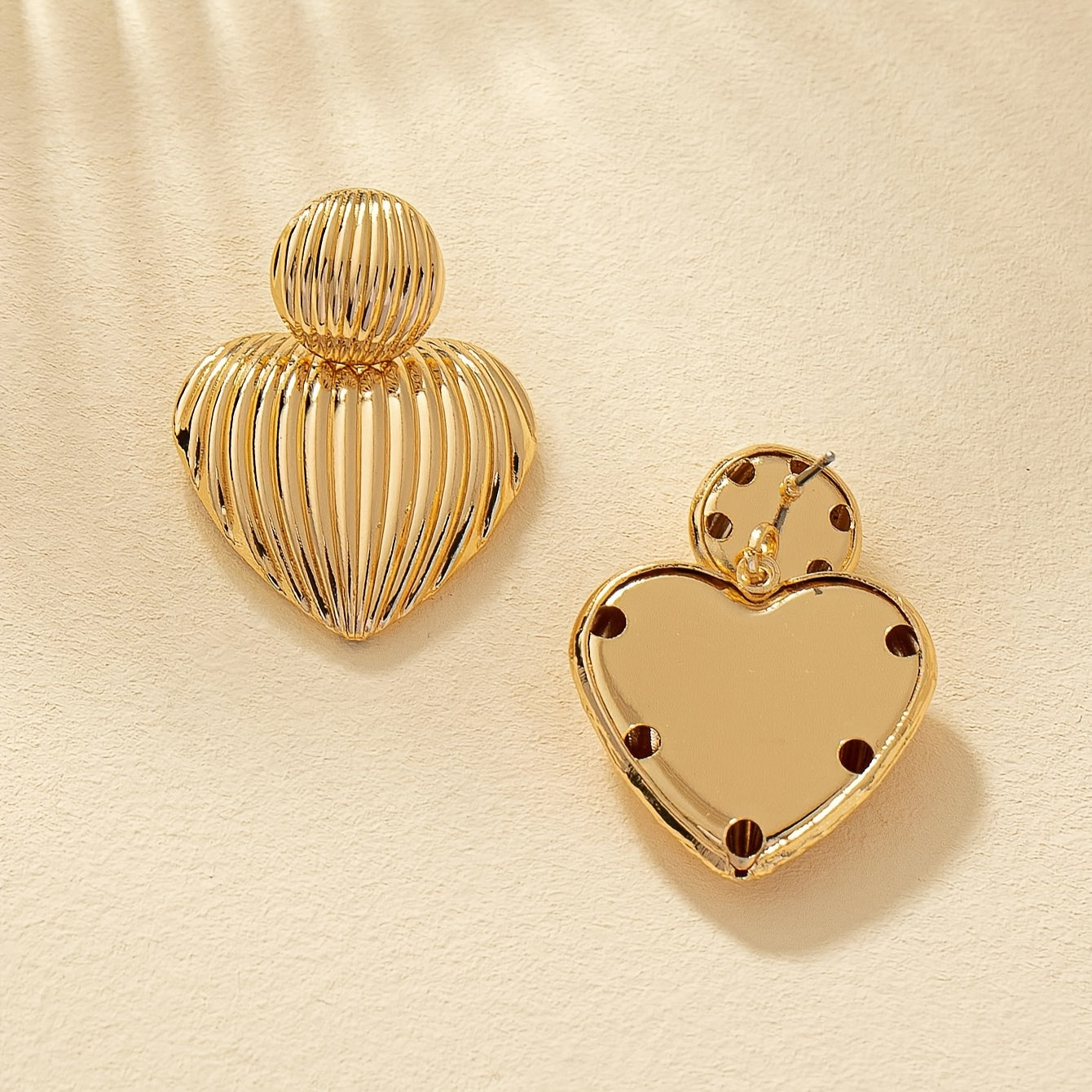 Conjunto De 2 Pares De Brincos Femininos Com Estampa De Coração E Listras Para O Dia Dos Namorados