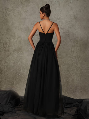 1 Peça Vestido de Noite Elegante Sereia para Mulheres - Vestido Longo Formal com Silhueta A-Line e Cauda de Sereia, Vestido de Festa de Casamento, Prom, Lavável à Mão, Cintura Ajustada e Alongada para Gala, Concerto, Cerimônia de Premiação