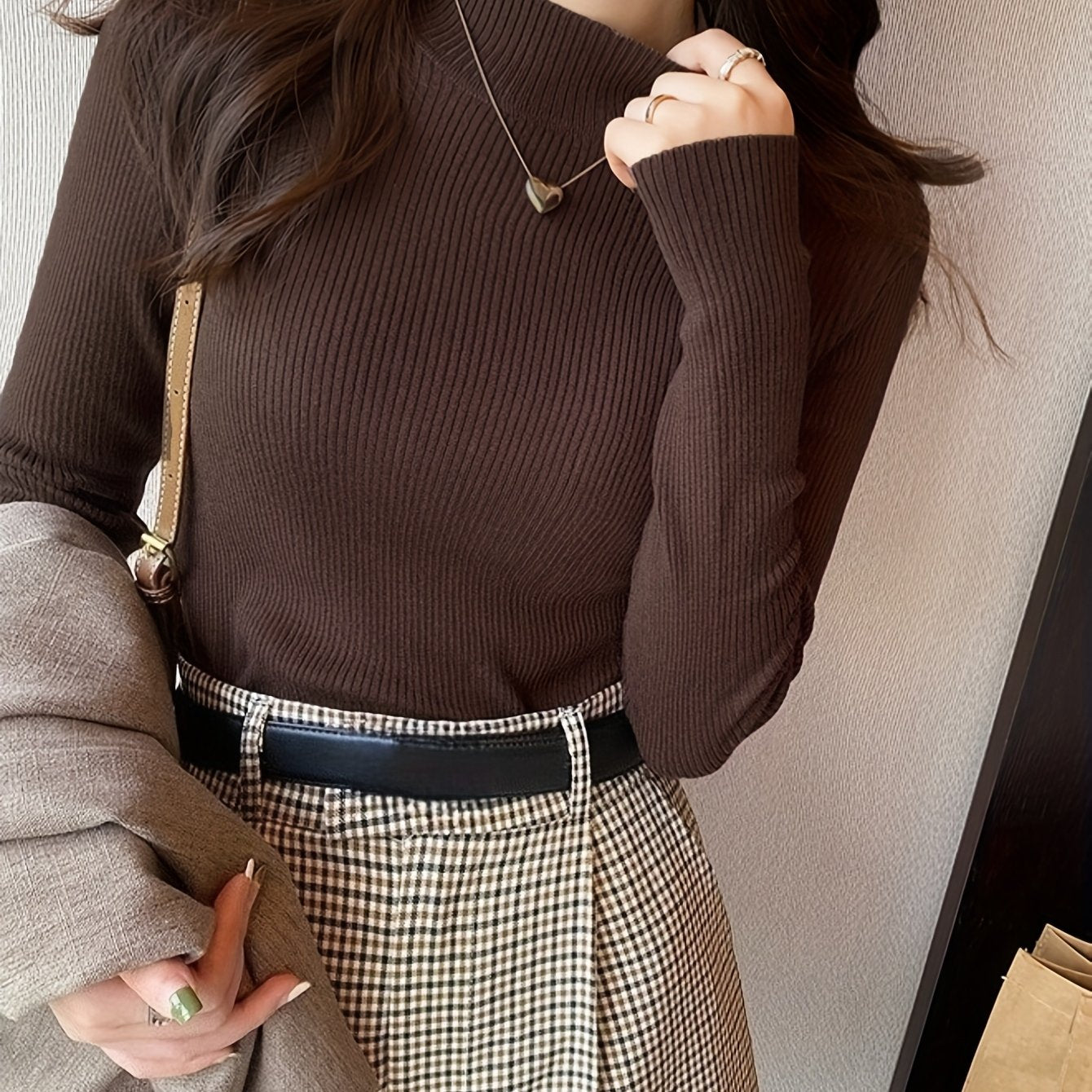 Elegant Black Turtleneck Blouse - Chic Slim Fit for Every Occasion