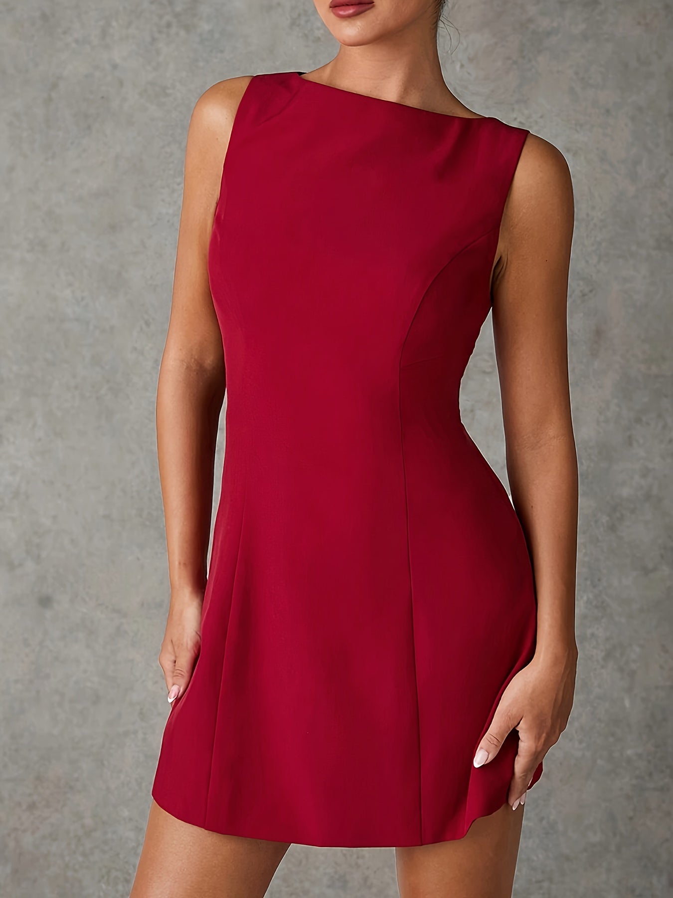 Vestido Feminino Elegante Sem Mangas - Mini Vestidos de Festa, Escritório e Dia a Dia, Silhueta Ajustada e Flare, Lavável na Máquina, Estilo Sofisticado e Versátil para Profissionais, Looks Chiques e Confortáveis