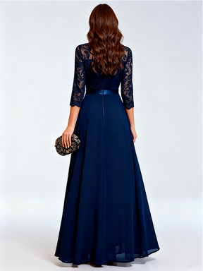 Chiffon Elegance: Exquisite Lace Evening Gown