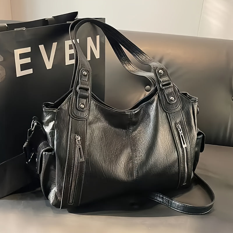 Bolsa de Viagem Retro Leve, Bolsa Esportiva Portátil com Detalhes em Rebites, Bolsa de Ombro com Alça Larga para Viagens de Negócios, Bolsa para Natação e Fitness, Equipamento de Natação,Bolsa de Ginástica,Bolsa de Ombro Estilosa,Design Retro,Costura de Alta Qualidade,Fechamento de Zíper,Bolsa com