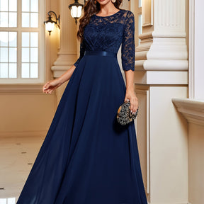 Chiffon Elegance: Exquisite Lace Evening Gown