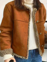 Casaco de Inverno Aconchegante para Mulher com Forro de Lã - Casual de Manga Comprida com Botões e Bolsos, Castanho, Perfeito para o Outono e Inverno, Roupa Exterior Casual, Moda de Inverno, Roupa Exterior Aconchegante, Tecido Durável, Design Clássico, Roupa Sazonal, Casaco de Mulher