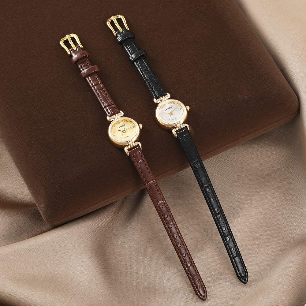 Relógio de Pulso Vintage Feminino, Mostrador Pequeno Redondo com Strass Elegante e Sofisticado para Uso Diário e Presentes Festivos, Relógio Antigo Para Mulheres, Com Bracelete Masculina ou Unissexo