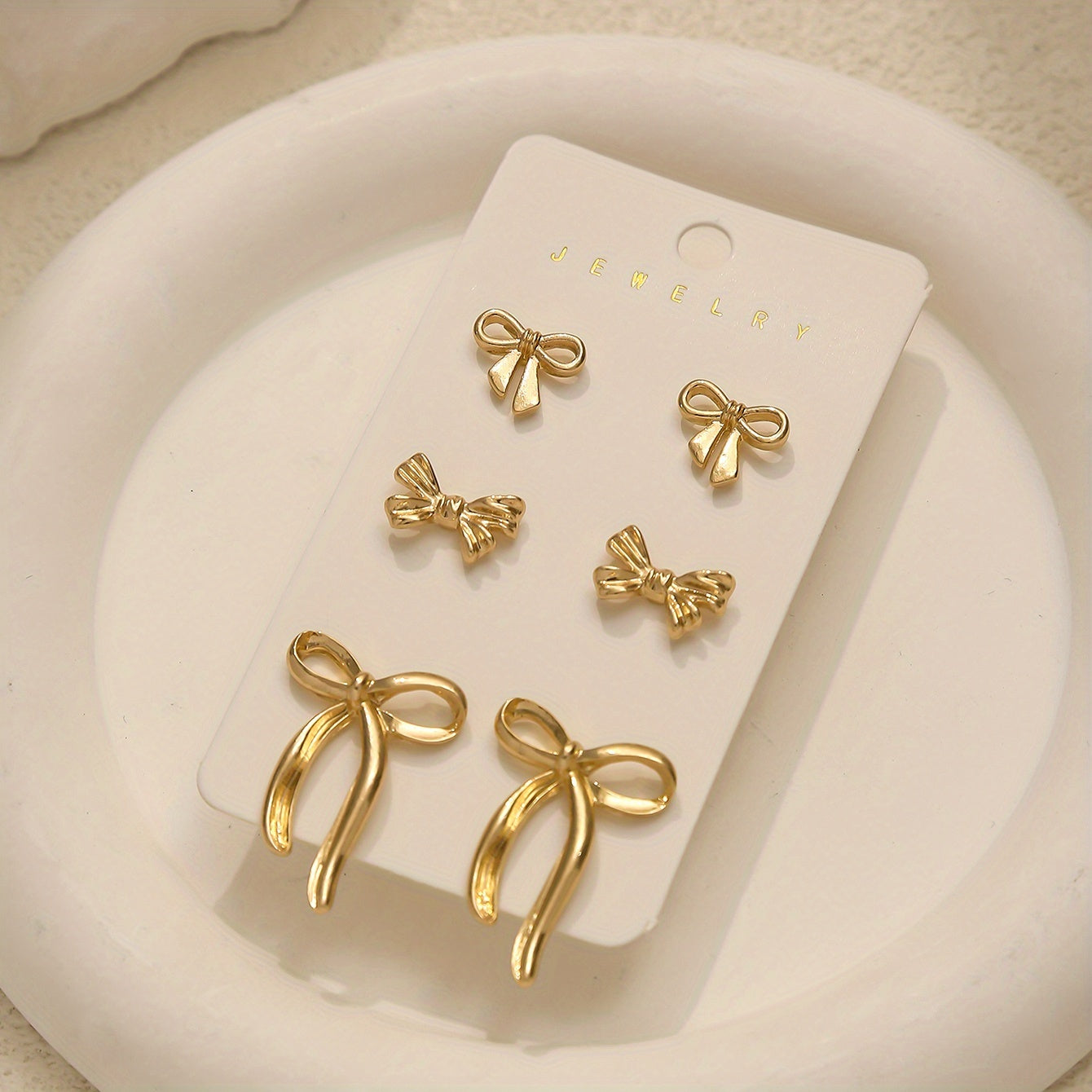 Conjunto de 6 peças de brincos de botão exquisitos e elegantes em forma de laço, conjunto clássico de brincos franceses para mulheres, design multi-estilo, joias elegantes e versáteis adequadas para uso diário, festas, encontros, casamentos e férias.