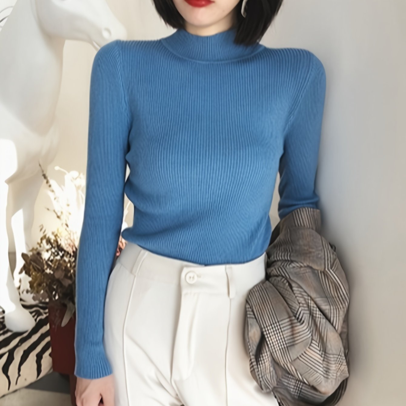 Elegant Black Turtleneck Blouse - Chic Slim Fit for Every Occasion