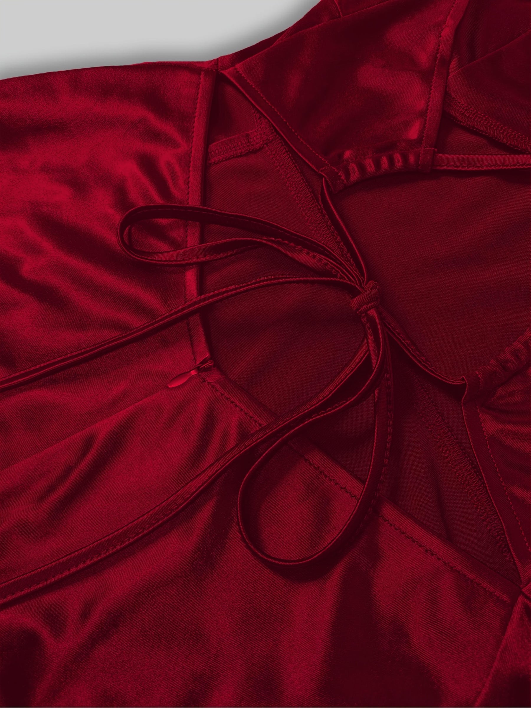 Vestido de Noite Formal Elegante para Mulheres - Vermelho Borgonha/Bordô, Decote Profundo em V Sem Alças com Abaixo e Zíper nas Costas, Ótimo Para Casamentos Festivais Formaturamadrinhas Ocasiões Especiais Material De Qualidade Acabamento Cetim Adult