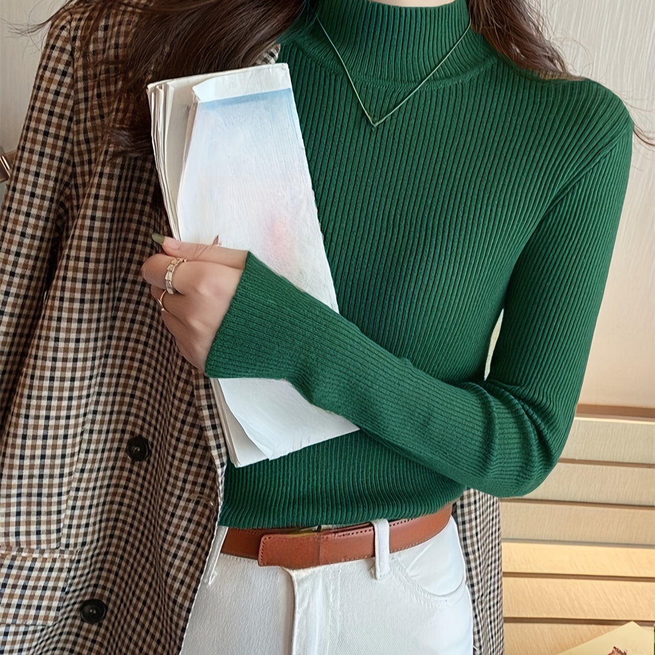 Elegant Black Turtleneck Blouse - Chic Slim Fit for Every Occasion