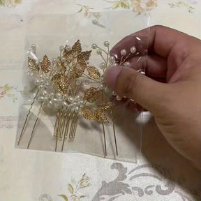 Conjunto de 4 peças de acessórios elegantes para o cabelo de casamento - Imitação de pérola, cristal, rhinestone, pente, clipe e peças de flores para noivas e damas de honra, acessórios para o cabelo de casamento para a noiva, acessório para o cabelo de mulher, agulha para o cabelo, acessório para o cabelo de noiva