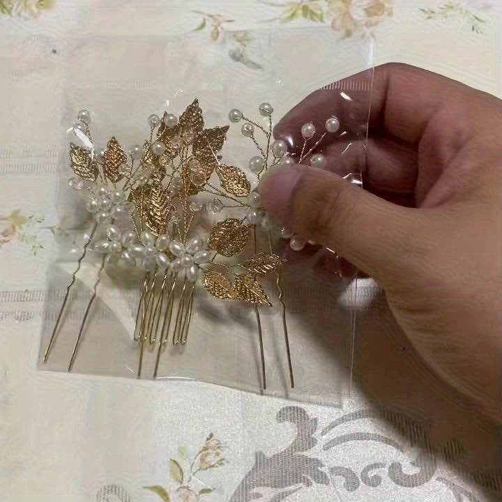 Conjunto de 4 peças de acessórios elegantes para o cabelo de casamento - Imitação de pérola, cristal, rhinestone, pente, clipe e peças de flores para noivas e damas de honra, acessórios para o cabelo de casamento para a noiva, acessório para o cabelo de mulher, agulha para o cabelo, acessório para o cabelo de noiva