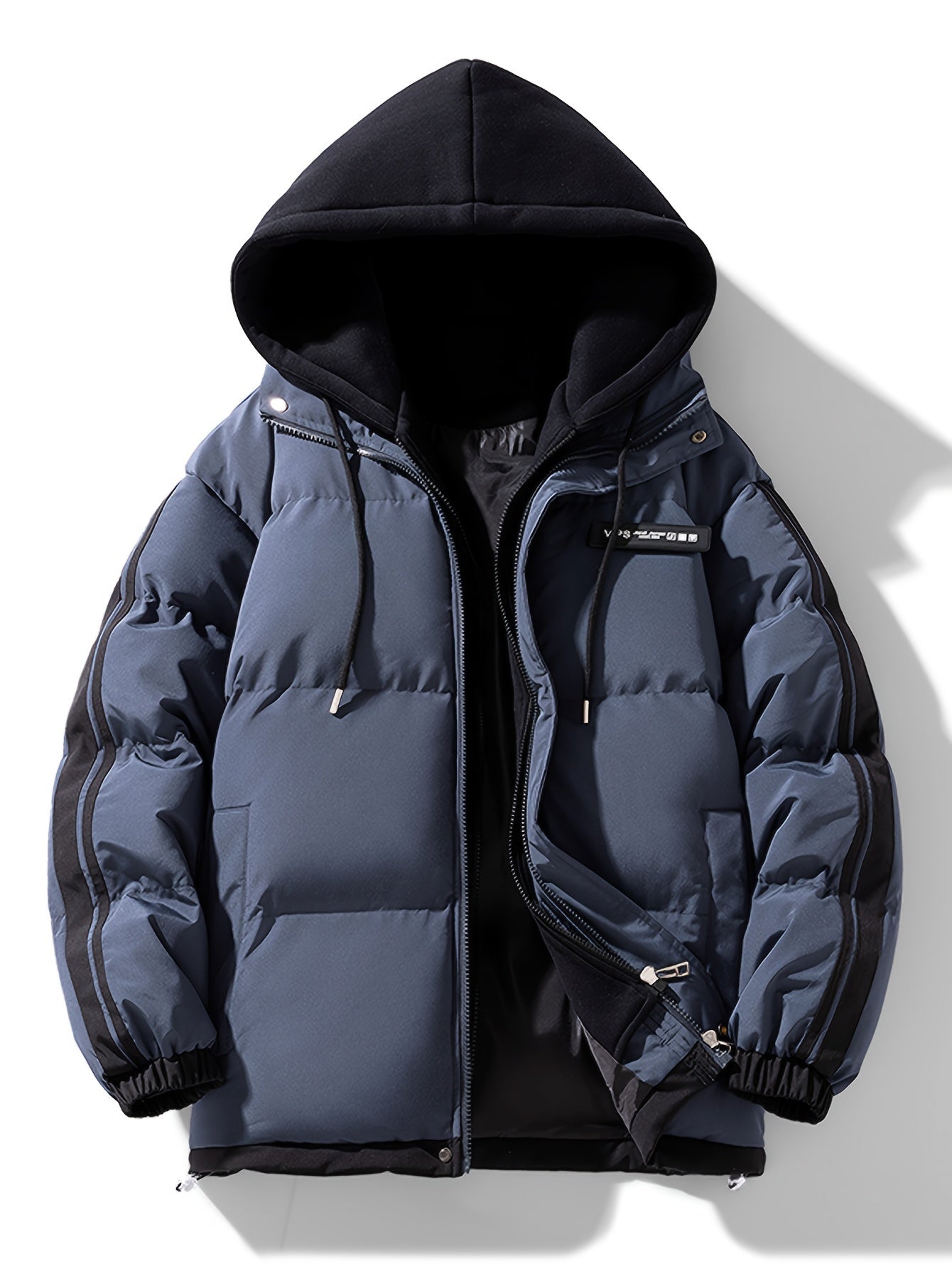 Casaco de tamanho grande para mulheres para esqui, quente e grosso, desportivo com bolsos, com capuz, isolamento térmico, roupa exterior de duas peças para outono e inverno 082OD