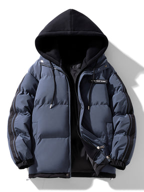 Casaco de tamanho grande para mulheres para esqui, quente e grosso, desportivo com bolsos, com capuz, isolamento térmico, roupa exterior de duas peças para outono e inverno 082OD